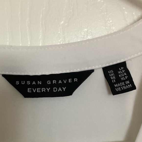 Susan Graver Liquid Knit White Tunic Blouse - Picture 3 of 4